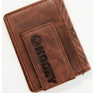 HOOEY MEN'S BROWN LIBERTY ROPE EMBOSSED BI-FOLD MONEY CLIP WALLET